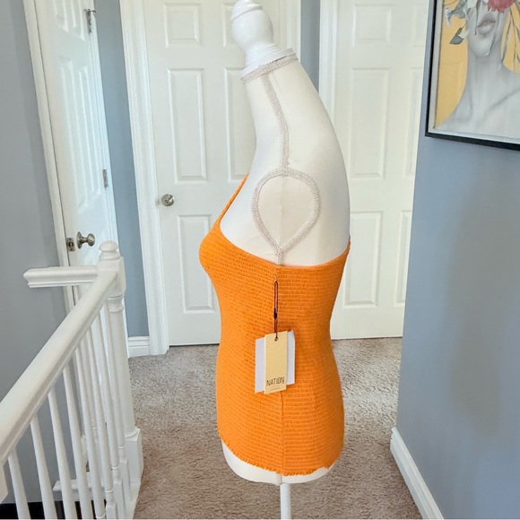 NWT Nation LTD Kirstie Mustard Smocked One Shoulder 100% Pima Cotton Size Small - Picture 5 of 11